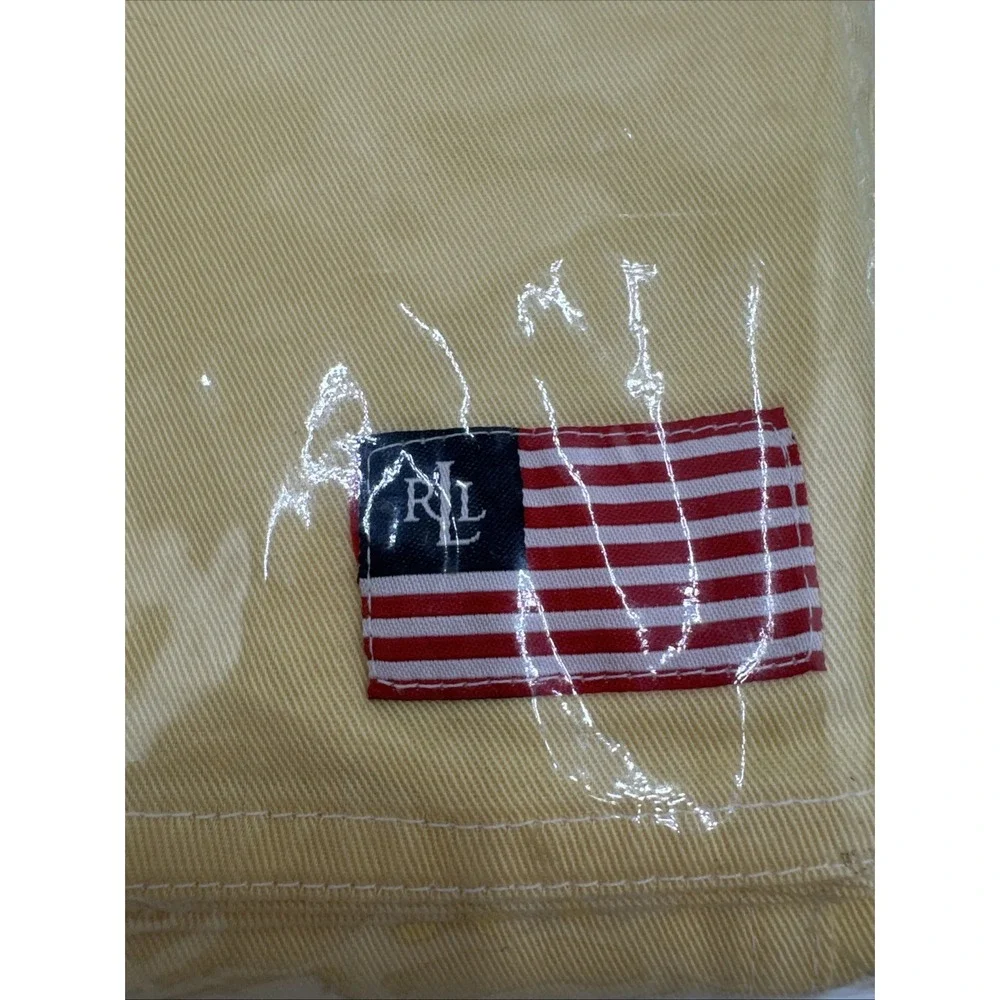 Vintage Ralph Lauren Tablecloth 60x84 Yellow American Flag Logo NOS USA